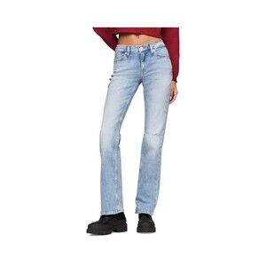 Tommy Jeans Women's Maddie Mid-Rise Bootcut Jeans Distressed Blue Denim 29W/30L